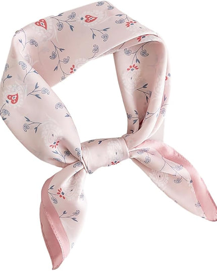 MINIDORA Satin Scarves for Women 27.5 × 27.5 inches Medium Square Elegant Silk Feeling Head Scarf