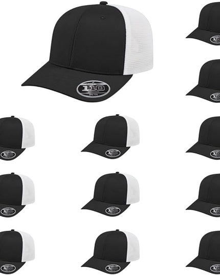 Cap America i8502 Flexfit 110 Premium Mid Profile 6-Panel Mesh Back Trucker Cap Hat w/UV Guard & Adjustable Snapback