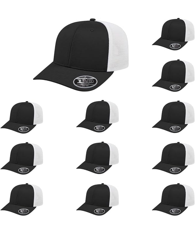 Cap America i8502 Flexfit 110 Premium Mid Profile 6-Panel Mesh Back Trucker Cap Hat w/UV Guard & Adjustable Snapback
