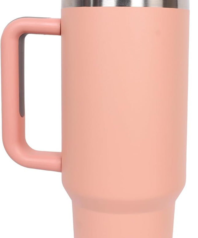 40oz Insulated Tumbler with Handle, Leakproof Straw Lid & Carry Handle - Double Wall Vacuum Insulation Keeps Ice 24 Hours, BPA Free Stainless Steel Water Bottle (Melon)