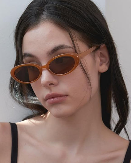 90s Sunglasses for Women Men Retro Small Oval Sunglasses