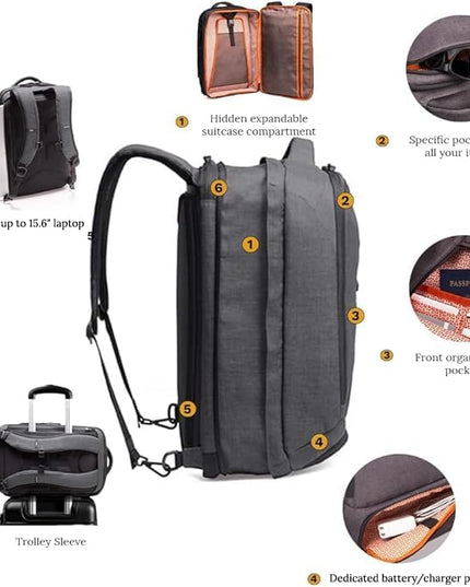 Knack Series 1 Laptop Backpack Fits up to 15 Inch - Knack Bags Carry-On Backpack, TSA Approved, Expandable Travel Backpacks (Savile Gray, Medium)