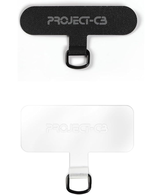 project-cb Phone Tether Tab 2 Pack,Universal Phone Lanyard Patch Without Adhesive,Phone Strap Replacement Part for Cell Phone (Black&Clear)