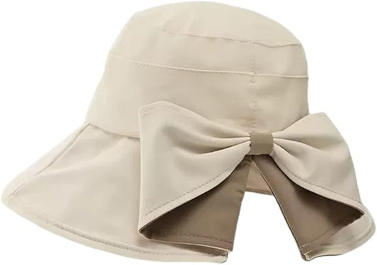 Womens Wide Brim Sun Hats UPF50+ UV Packable Beach Hat Summer Bow Decoration Bucket Cap for Travel