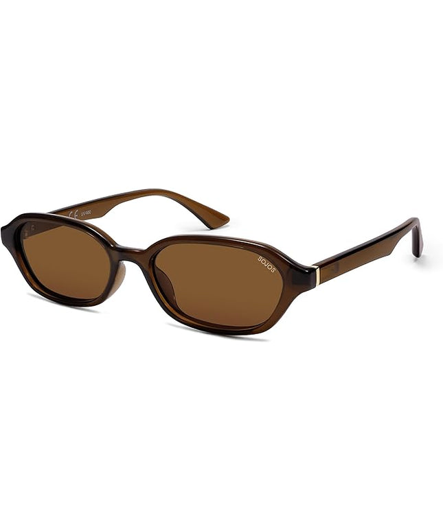 SOJOS Retro Rectangle Polarized Sunglasses for Women Men Trendy Hexagon Narrow Chic Y2K Sunnies SJ2629