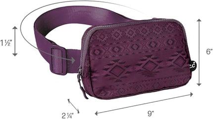 C.C Belt Bag for Women – Quilted Fanny Pack Crossbody Waist Bag with Adjustable Strap, Fashion Gift Idea (Aztec Pattern - plum)