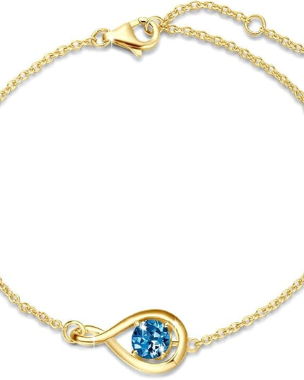 FANCIME Love Bracelet 925 Sterling Silver Infinity Birthstone Bracelets for Women Fine Jewelry Birthday Christmas Gifts for Her Mom Wife, Chain Length 6.7"+1.2" Extend