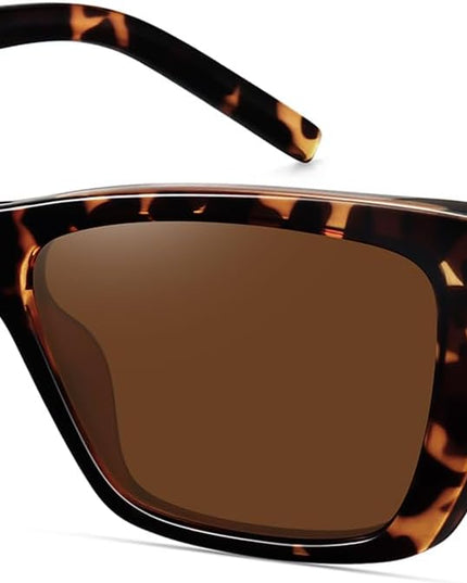 WOWSUN Narrow Small Vintage Polarized Cat Eye Sunglasses for Women