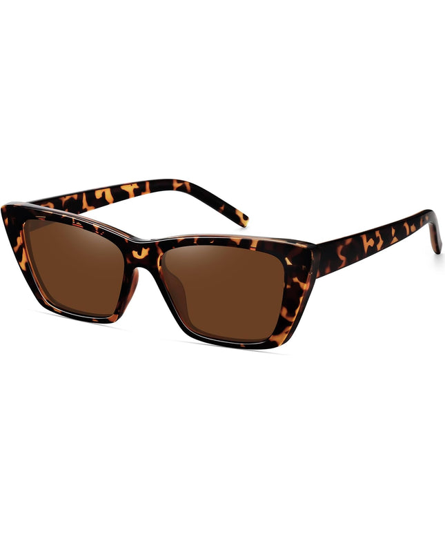 WOWSUN Narrow Small Vintage Polarized Cat Eye Sunglasses for Women