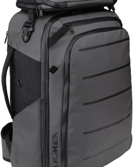 Käydä 36L Travel Backpack - Spacious Carry On Backpack with Detachable Travel Pouch, Magnetic Water Bottle Pocket, Passport and Laptop Pocket - Convertible Boot Bag for Snow Sports (Black/Gold)