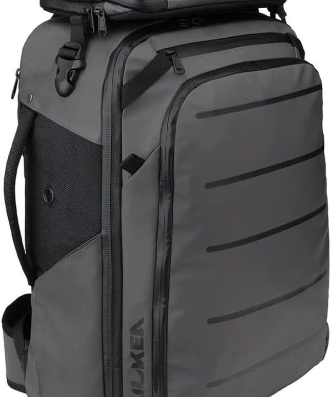 Käydä 36L Travel Backpack - Spacious Carry On Backpack with Detachable Travel Pouch, Magnetic Water Bottle Pocket, Passport and Laptop Pocket - Convertible Boot Bag for Snow Sports (Black/Gold)