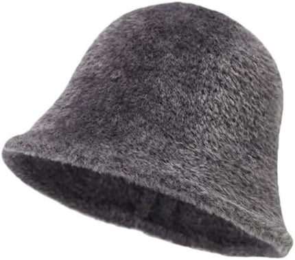 Winter Plush Fuzzy Polyester Bucket Hat Fisherman Hats for Women Men Bucket hat