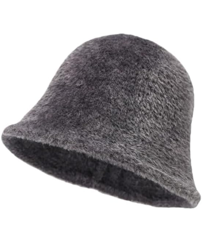 Winter Plush Fuzzy Polyester Bucket Hat Fisherman Hats for Women Men Bucket hat