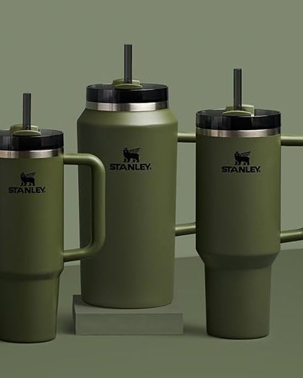STANLEY Quencher H2.0 Tumbler with Handle and Straw 30 oz | Flowstate 3-Position Lid | Cup Holder Compatible for Travel | Insulated Stainless Steel Cup | BPA-Free | Dried Pine