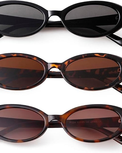 90s Sunglasses for Women Men Retro Small Oval Sunglasses