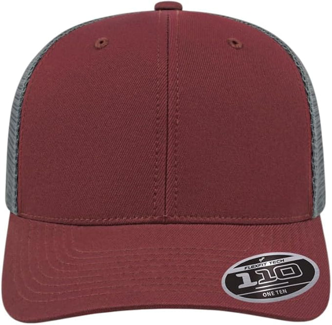 Cap America i8502 Flexfit 110 Premium Mid Profile 6-Panel Mesh Back Trucker Cap Hat w/UV Guard & Adjustable Snapback