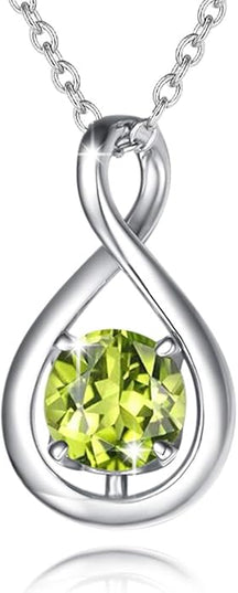 FANCIME Birthstone Necklaces for Women Fine Jewelry Sterling Silver Dainty Infinity Pendant Anniversary Birthday Christmas Gifts for Her Wife Mom Lady Daughter, Chain 16"+2" Extend