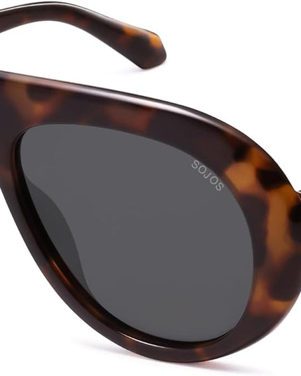 SOJOS Trendy Oversized Polarized Aviator Sunglasses Womens Men Retro Vintage 70s Style UV Protection Sun Glasses SJ2390