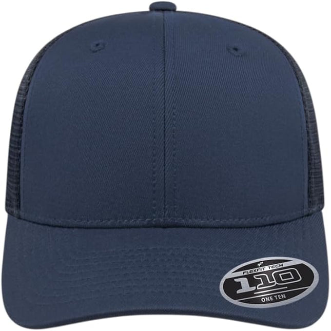 Cap America i8502 Flexfit 110 Premium Mid Profile 6-Panel Mesh Back Trucker Cap Hat w/UV Guard & Adjustable Snapback