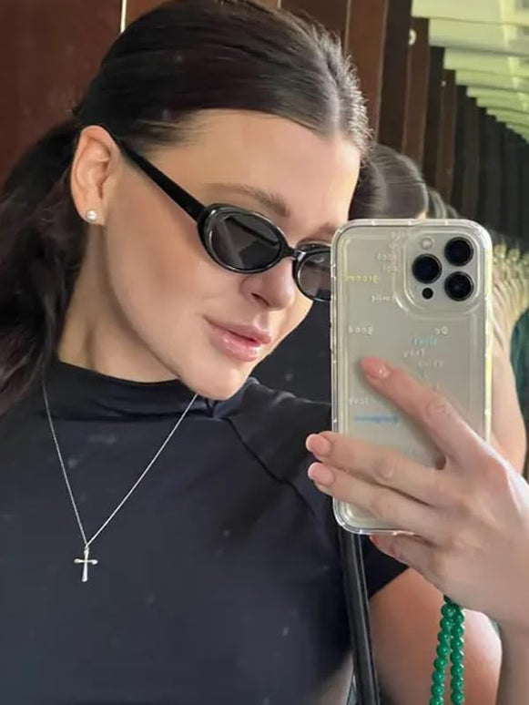90s Sunglasses for Women Men Retro Small Oval Sunglasses