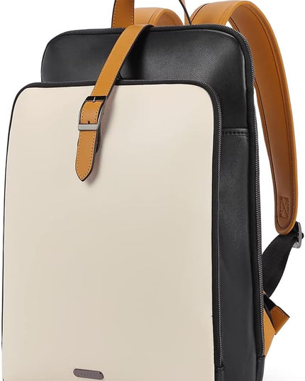 CLUCI Leather Backpack for Women, 15.6 inch Laptop Bag, Large Genuine Work Backpack Travel Back
