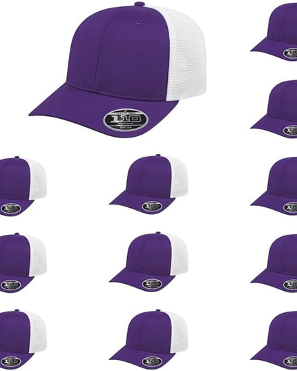 Cap America i8502 Flexfit 110 Premium Mid Profile 6-Panel Mesh Back Trucker Cap Hat w/UV Guard & Adjustable Snapback