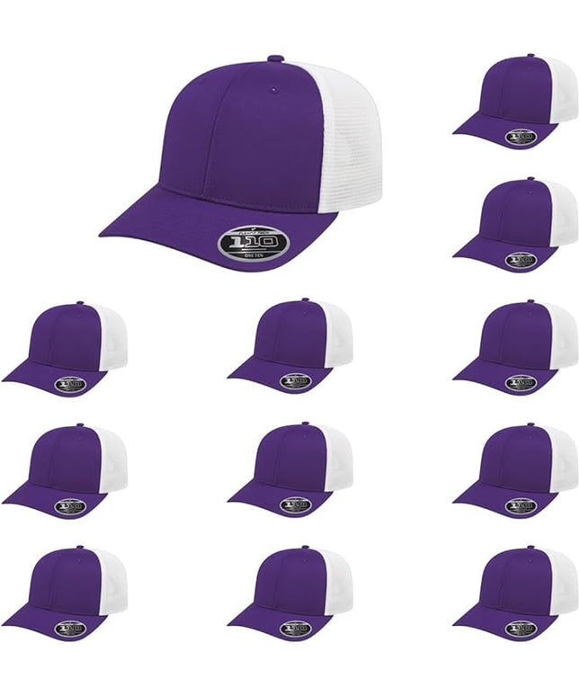 Cap America i8502 Flexfit 110 Premium Mid Profile 6-Panel Mesh Back Trucker Cap Hat w/UV Guard & Adjustable Snapback