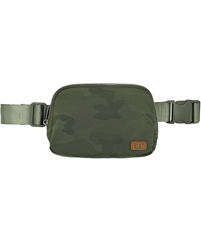 C.C Belt Bag for Women – Quilted Fanny Pack Crossbody Waist Bag with Adjustable Strap, Fashion Gift Idea (Camo olive)