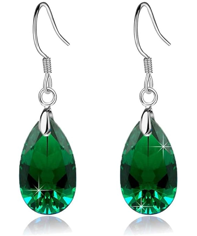 Teardrop Austrian Crystal Drop Dangle Earrings for Women 925 Sterling Silver Hook Hypoallergenic Jewelry
