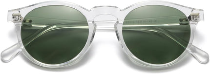 Gleyemor Vintage Polarized Sunglasses for Men Round Sunglasses UV400 Protection Retro Hand-crafted Acetate Frame