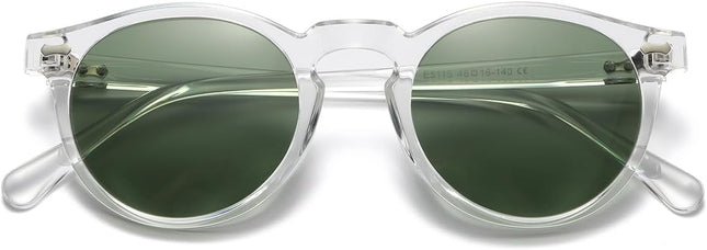 Gleyemor Vintage Polarized Sunglasses for Men Round Sunglasses UV400 Protection Retro Hand-crafted Acetate Frame