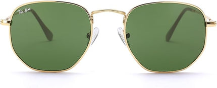 Pro Acme Small Square Sunglasses for Women Men 100% Real Glass Lens Hexagonal Frame