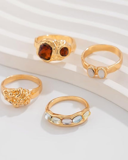Chunky Rings for Women Adjustable Thick Rings Set Trendy Statement Stackable Ring for Women Chunky Jewlery Irregular Dome Flower Finger Knkuckle Thumb Ring