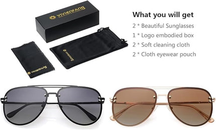 Trendy Oversized Aviator Sunglasses Womens, Retro Cute Big Shades Women's Fashion Sun Glasses UV Protection VF2203