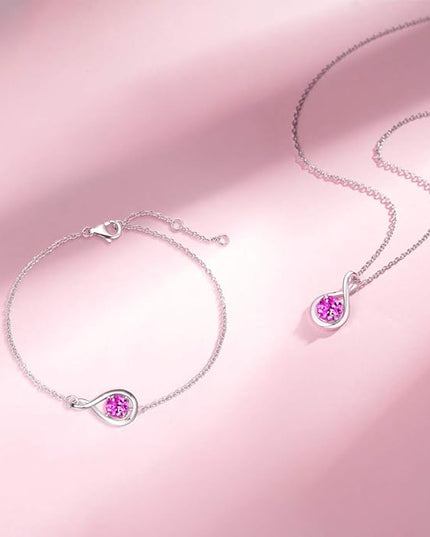 FANCIME Birthstone Necklaces for Women Fine Jewelry Sterling Silver Dainty Infinity Pendant Anniversary Birthday Christmas Gifts for Her Wife Mom Lady Daughter, Chain 16"+2" Extend