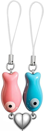Agromusk Matching Phone Charms,Cute Ceramic Fish Matchaing Keychains Heart Strap Matching Couples Stuff Valentines Day Gifts