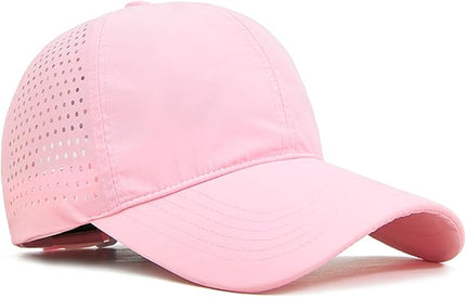 Xinveen Quick Dry Baseball Cap Curved Brim Snapback Hat Laser Cut Mesh Ball Cap Golf Ball Cap for Men Women