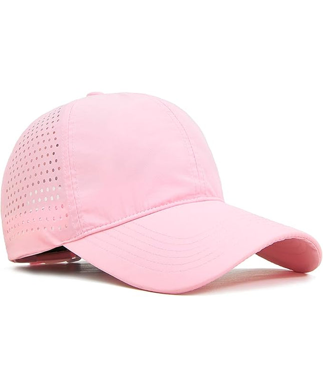Xinveen Quick Dry Baseball Cap Curved Brim Snapback Hat Laser Cut Mesh Ball Cap Golf Ball Cap for Men Women