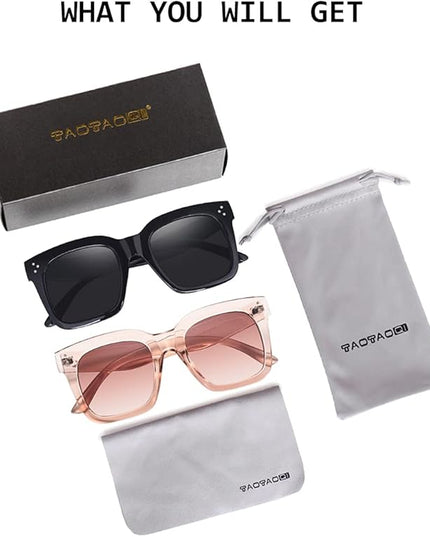 Vintage Women Oversized Sunglasses Designer Luxury Square Sun Glasses UV400 Protection Flat Lens