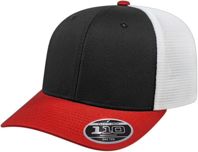 Cap America i8502 Flexfit 110 Premium Mid Profile 6-Panel Mesh Back Trucker Cap Hat w/UV Guard & Adjustable Snapback