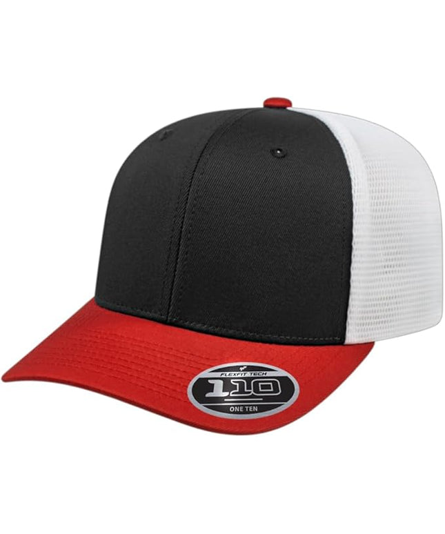 Cap America i8502 Flexfit 110 Premium Mid Profile 6-Panel Mesh Back Trucker Cap Hat w/UV Guard & Adjustable Snapback