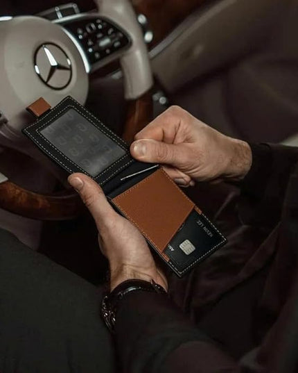 Jenoss Smart Tracking Wallet For Men: Smart Tracker Works with Apple Find My Full Grain Leather, Slide Pop Up Card, Minimalist Compact 12 Cards Slot Organizers ID Money Clip
