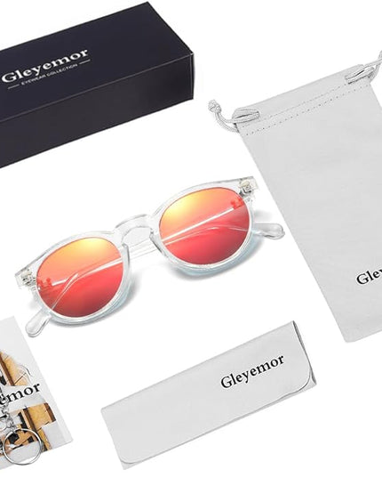 Gleyemor Vintage Polarized Sunglasses for Men Round Sunglasses UV400 Protection Retro Hand-crafted Acetate Frame