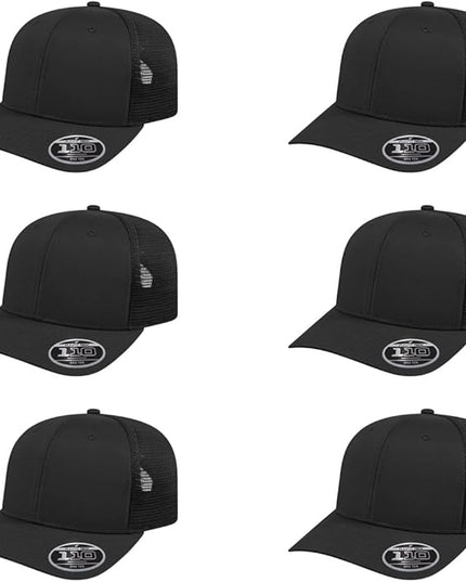 Cap America i8502 Flexfit 110 Premium Mid Profile 6-Panel Mesh Back Trucker Cap Hat w/UV Guard & Adjustable Snapback