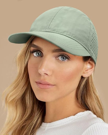 Xinveen Quick Dry Baseball Cap Curved Brim Snapback Hat Laser Cut Mesh Ball Cap Golf Ball Cap for Men Women