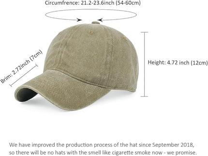 HH HOFNEN Men Women Washed Distressed Twill Cotton Baseball Cap Vintage Adjustable Dad Hat