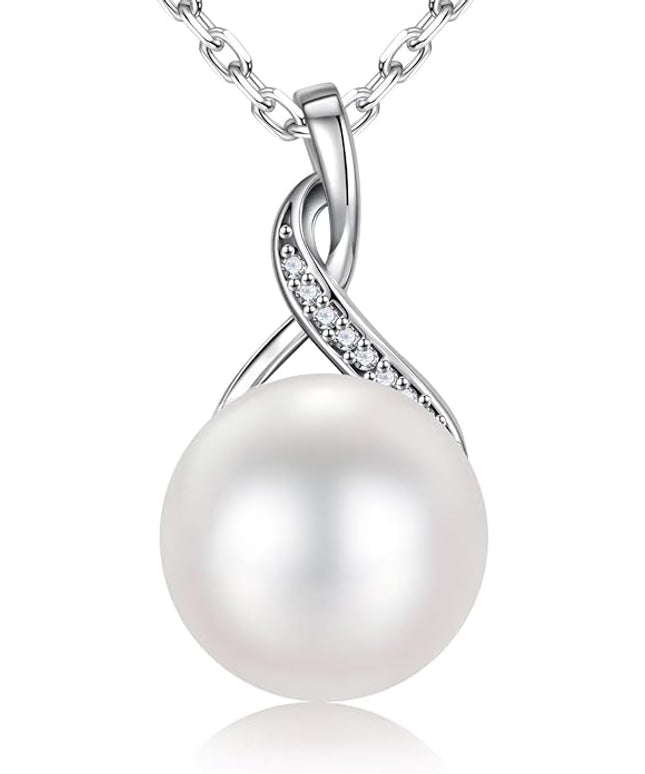 Iefil 10-11mm Tahitian Black Pearl & Freshwater Pearl Necklace - S925 Sterling Silver Pearls Necklace, Anniversary Birthday Gifts for Women Wife Girlfriend Mom