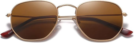 MEETSUN Polarized Hexagon Sunglasses for Women Men Polygon Square Sun Glasses UV400 Protection Metal Frame