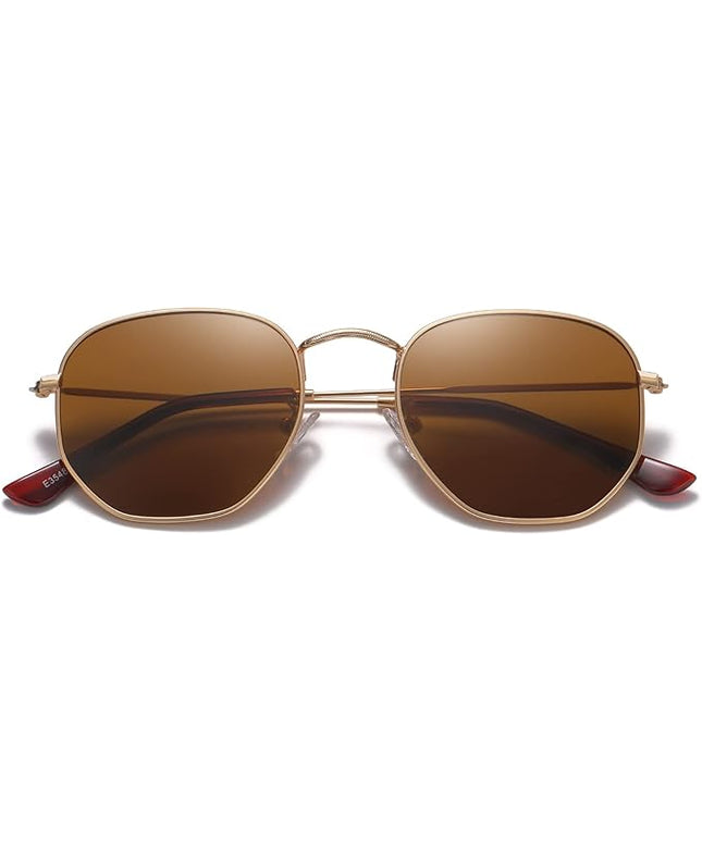 MEETSUN Polarized Hexagon Sunglasses for Women Men Polygon Square Sun Glasses UV400 Protection Metal Frame