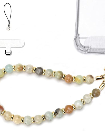 Marble Beaded Phone Wrist Strap, Cellphone Lanyard with Tether Tab, Hands-Free Wristlet Bracelet